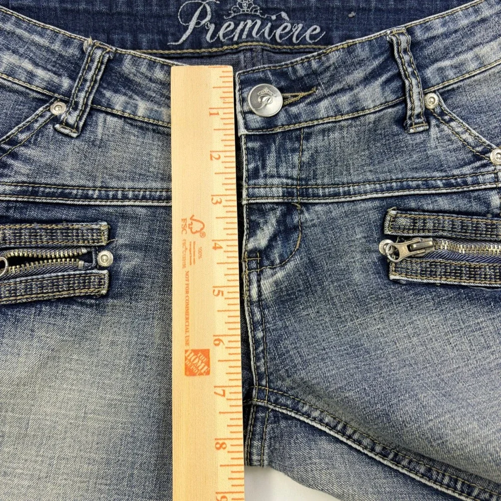 Rue21 Premiere Denim Skinny Jeans Womens 11/2 Blue Low Rise Zipper Pocket Y2K